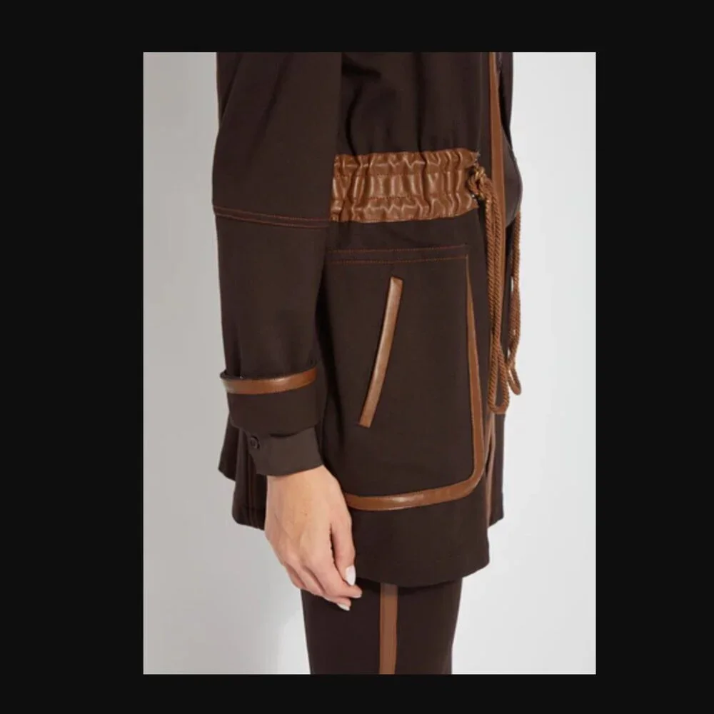 Lysse Margaret Jacket - Brown with Faux Leather Trim - Small - Picture 3 of 16